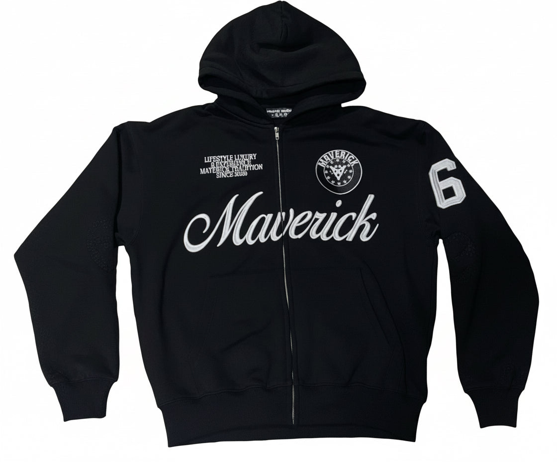 Black Homage Zip-Up Hoodie